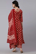 Load image into Gallery viewer, Cotton Fabric Red Color Elegant Palazzo Suit
