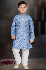 Load image into Gallery viewer, Blue Color Function Wear Readymade Kurta Pyjama For Boys