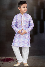 Load image into Gallery viewer, Sangeet Function Wear Lavender Color Readymade Kurta Pyjama For Boys