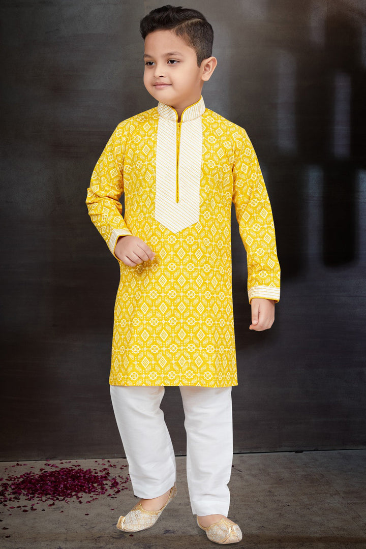 Cotton Fabric Traditional Wear Boys Fancy Readymade Kurta Pyjama