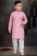 Load image into Gallery viewer, Occasion Wear Trendy Readymade Kurta Pyjama For Boys In Pink Color Cotton