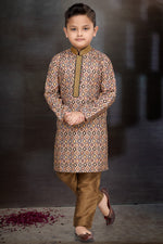 Load image into Gallery viewer, Function Wear Cotton Stylish Readymade Kurta Pyjama For Boys In Chikoo