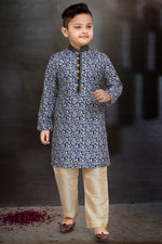 Load image into Gallery viewer, Function Wear Cotton Fabric Readymade Kurta Pyjama For Boys In Blue Color