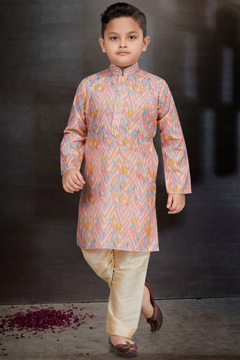 Cotton Fabric Pink Color Function Wear Boys Readymade Kurta Pyjama