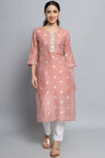 Load image into Gallery viewer, Pink Color Readymade Casual Long Kurti In Art Silk Fabric
