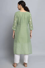 Load image into Gallery viewer, Sea Green Art Silk Fabric Casual Readymade Long Kurti
