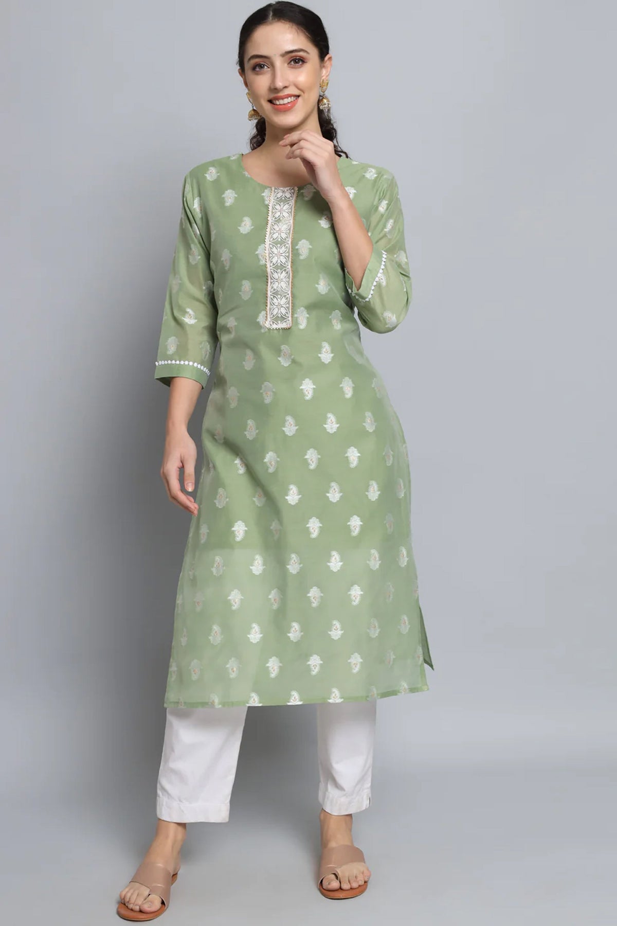 Sea Green Art Silk Fabric Casual Readymade Long Kurti