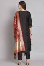 Load image into Gallery viewer, Black Color Embroidered Art Silk Fabric Readymade Designer Salwar Kameez With Banarasi Silk Dupatta