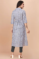 Load image into Gallery viewer, Cotton Fabric Grey Printed Embelished Readymade Kurti
