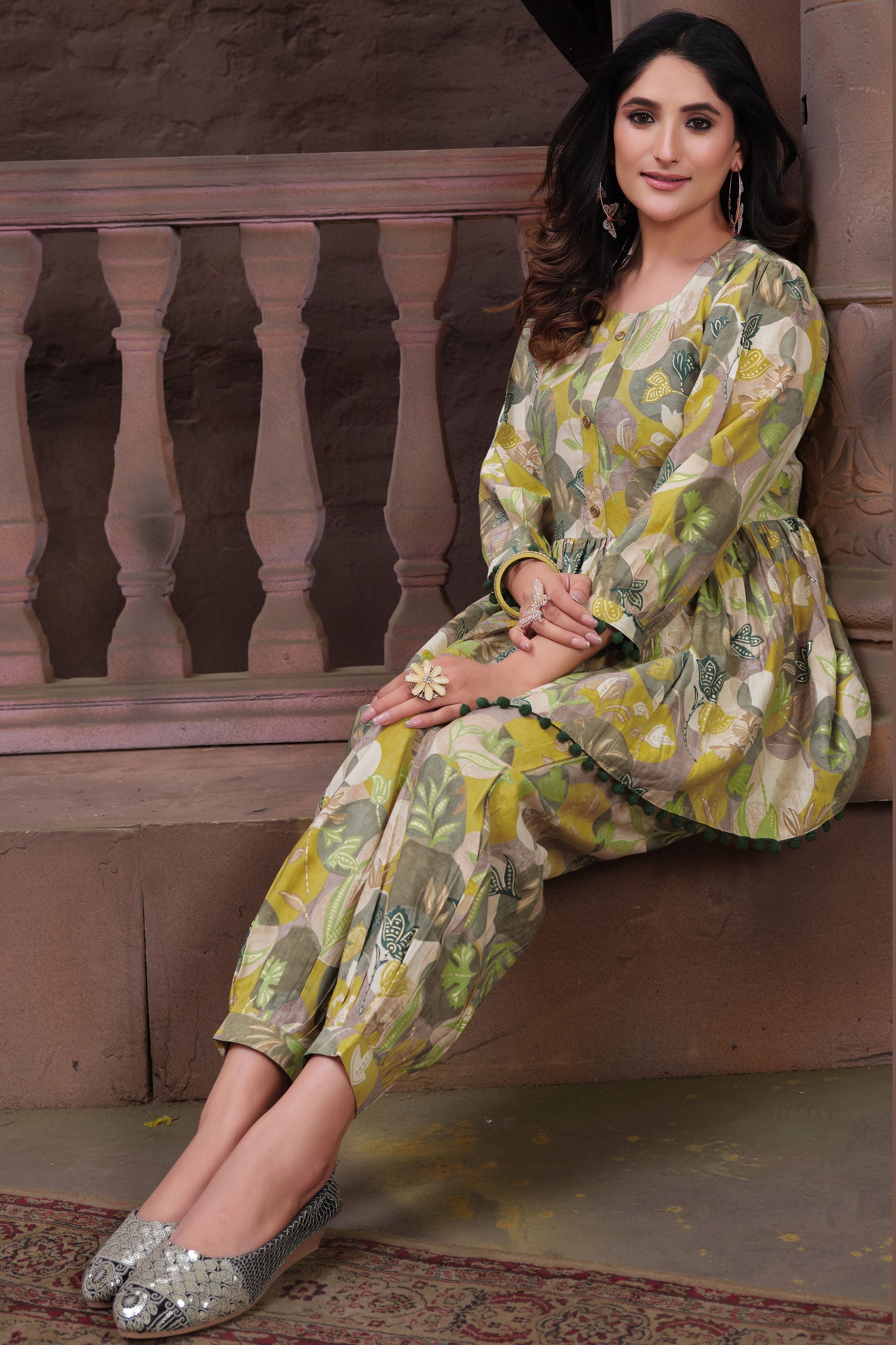 Multi Color Print Chanderi Readymade Casual Co-Ord Set