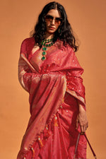 Load image into Gallery viewer, Red Color Handloom Weaving Work Saree in Satin Silk Fabric