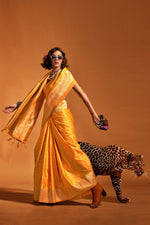 Load image into Gallery viewer, Mustard Color Satin Silk Party Wear Handloom Weaving Saree