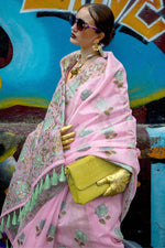 Load image into Gallery viewer, Pink Color Jacquard Work Art Silk Fabric Saree