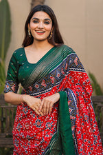 Load image into Gallery viewer, Traditional Look Printed Patola Dola Silk Red Saree