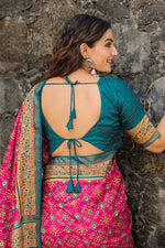 Load image into Gallery viewer, Party Look Rani Color Printed Patola Dola Silk Fabric Saree