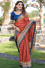 Load image into Gallery viewer, Exclusive Party Style Printed Patola Red Color Dola Silk Fabric Saree