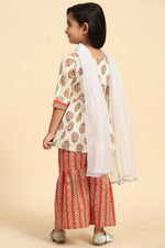 Load image into Gallery viewer, Readymade Cotton Fabric Printed Cream Color Kids Palazzo Salwar Suit