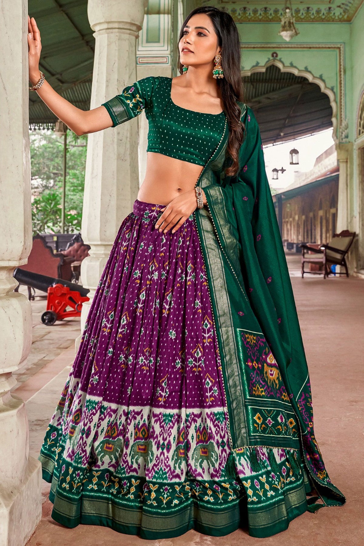 Purple Color Art Silk Fabric Printed Lehenga Choli In Sangeet Wear