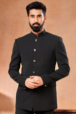 Load image into Gallery viewer, Fancy Black Color Wedding Wear Readymade Designer Men Jodhpuri Jacket
