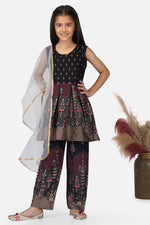 Load image into Gallery viewer, Black Color Cotton Fabric Function Wear Printed Readymade Kids Salwar Suit
