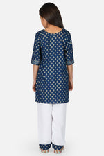 Load image into Gallery viewer, Blue Color Cotton Fabric Printed Readymade Kids Salwar Kameez
