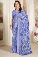 Load image into Gallery viewer, Lavender Color Printed Work On Crepe Silk Fabric Stunning Saree
