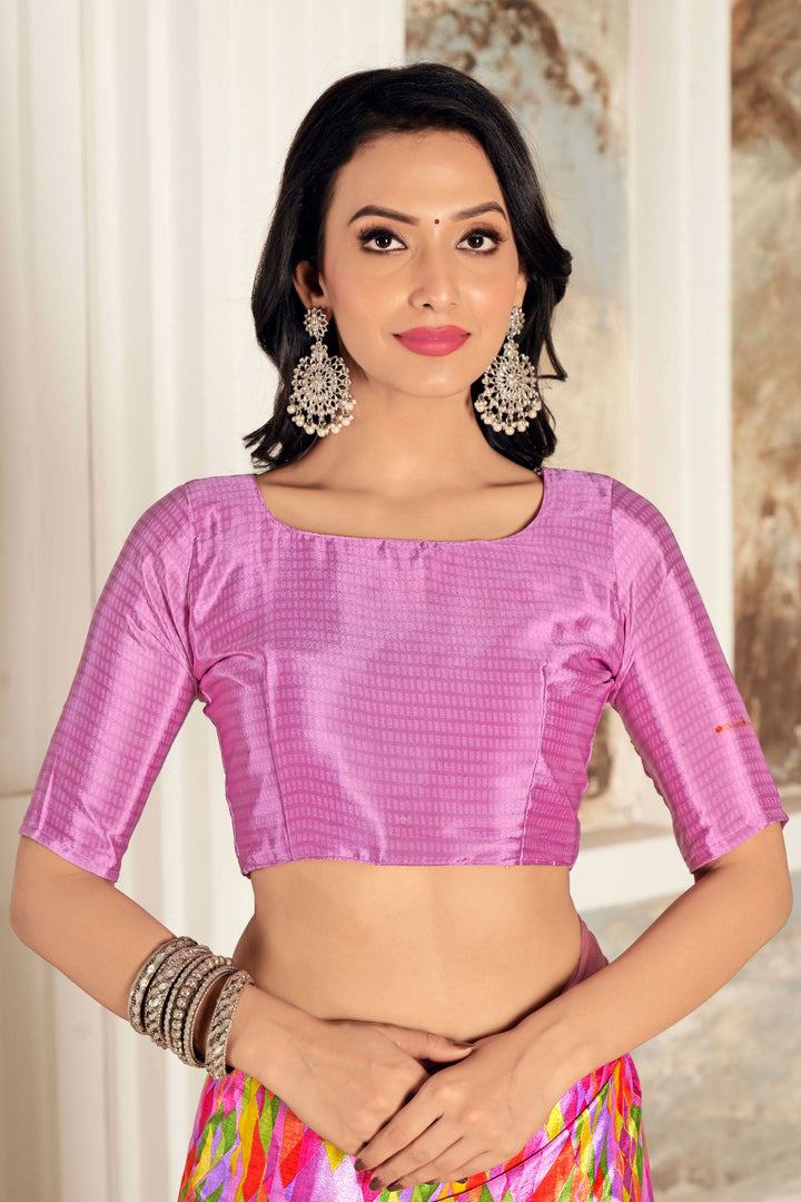Tempting Crepe Silk Fabric Pink Color Saree With Printed Work
