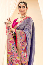 Load image into Gallery viewer, Printed Work Imposing Handloom Saree In Lavender Color
