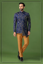 Load image into Gallery viewer, Blue Color Fancy Fabric Sangeet Wear Stylish Jodhpuri Suit For Men
