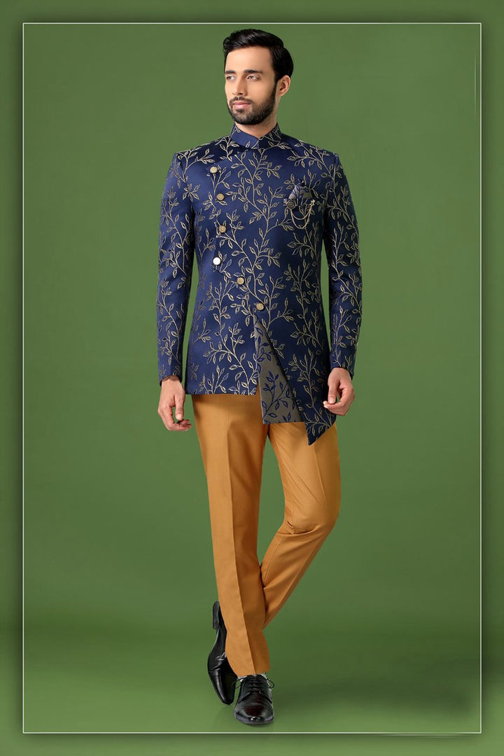Blue Color Fancy Fabric Sangeet Wear Stylish Jodhpuri Suit For Men