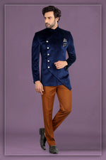 Load image into Gallery viewer, Blue Color Fancy Fabric Sangeet Wear Designer Jodhpuri Suit For Men
