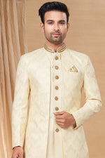 Load image into Gallery viewer, Readymade Indo Western For Men In Beige Art Silk Fabric
