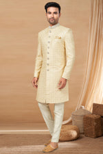 Load image into Gallery viewer, Beige Color Fancy Fabric Readymade Indo Western For Men
