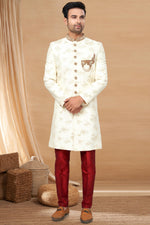 Load image into Gallery viewer, White Color Jacquard Fabric Designer Readymade Indo Western For Men
