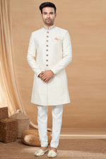 Load image into Gallery viewer, Off White Color Gorgeous Fancy Fabric Readymade Indo Western For Men
