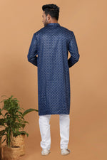Load image into Gallery viewer, Readymade Glamorous Sequins Embroidery Kurta Pyjama For Men In Gajji Silk Fabric
