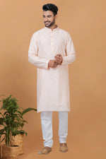 Load image into Gallery viewer, Lovely Peach Color Sequins Embroidery Readymade Kurta Pyjama For Men
