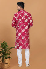 Load image into Gallery viewer, Chanderi Fabric Attractive Readymade Kurta Pyjama For Men In Rani Color
