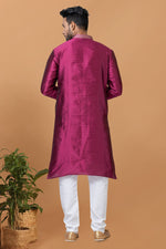 Load image into Gallery viewer, Art Silk Fabric Readymade Glamorous Kurta Pyjama For Men

