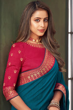 Load image into Gallery viewer, Art Silk Fabric Function Wear Teal Color Fancy Border Work Saree
