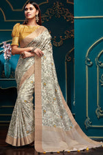 Load image into Gallery viewer, Party Wear Art Silk Fabric Beige Color Digital Printed Work Attractive Saree
