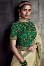 Load image into Gallery viewer, Alluring Beige Color Art Silk Fabric Designer Saree With Border Work
