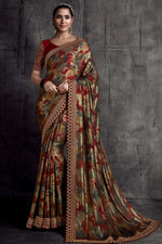Load image into Gallery viewer, Art Silk Fabric Multi Color Party Wear Border Work Alluring Saree
