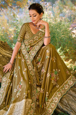 Load image into Gallery viewer, Silk Fabric Weaving Work Wedding Wear Saree In Green Color