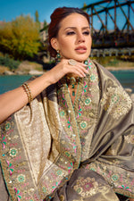 Load image into Gallery viewer, Wedding Function Grey Color Weaving Work Saree In Silk Fabric