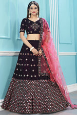 Load image into Gallery viewer, Maroon Color Sangeet Wear Brilliant Lehenga With Embroidered Work
