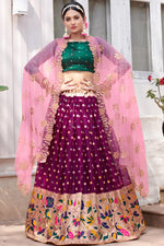 Load image into Gallery viewer, Elegant Purple Color Organza Fabric Function Wear Lehenga With Weaving Work
