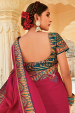 Load image into Gallery viewer, Embroidered Work Rani Color Crepe Fabric Dreamy Saree