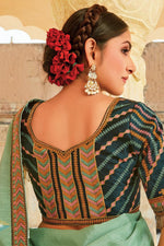 Load image into Gallery viewer, Embroidered Designs On Light Cyan Color Crepe Fabric Remarkable Saree