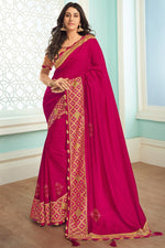 Load image into Gallery viewer, Fancy Art Silk Fabric Rani Color Designer Saree
